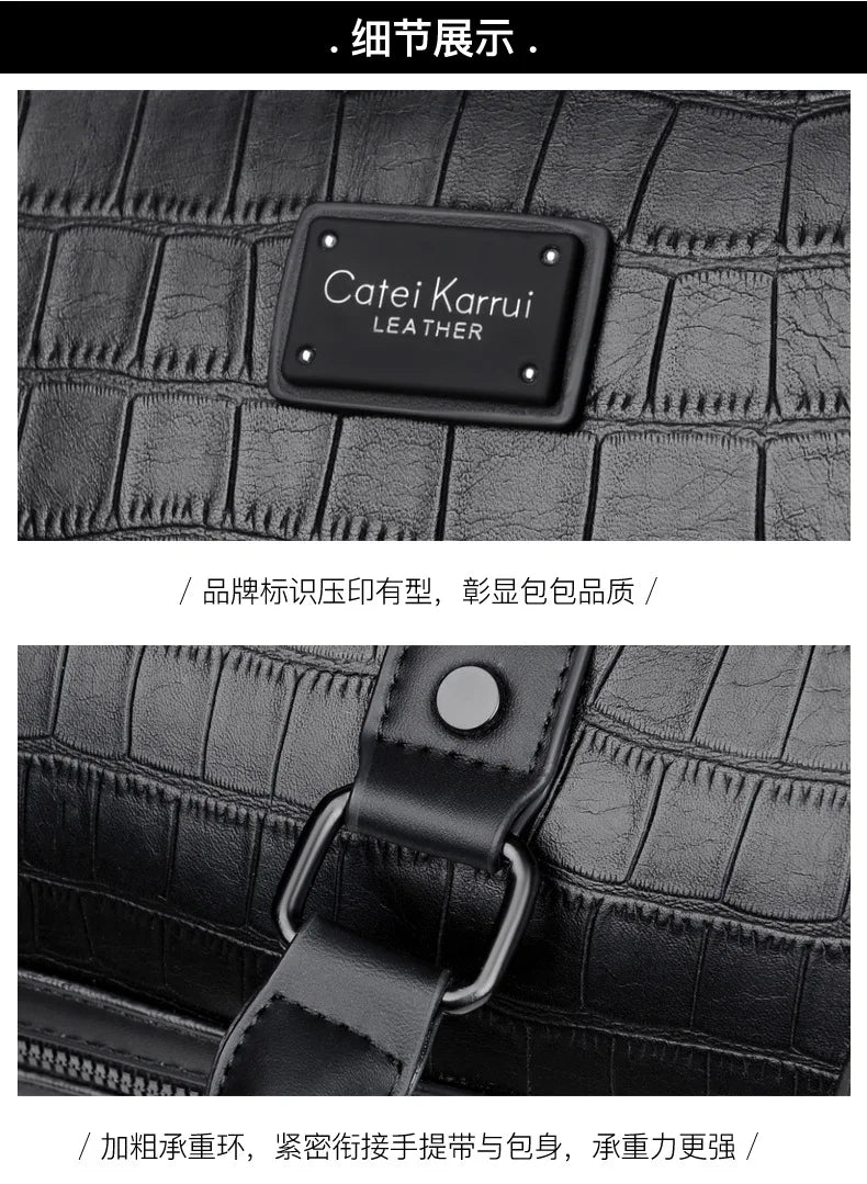 Men's Alligator-Embossed PU Leather Business Duffle Bag