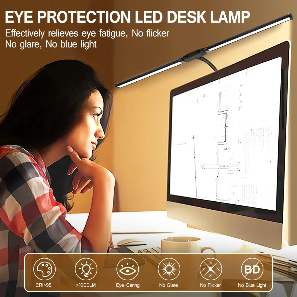 Double-Head LED Monitor Desk Lamp - Dimmable Eye Care Light Bar