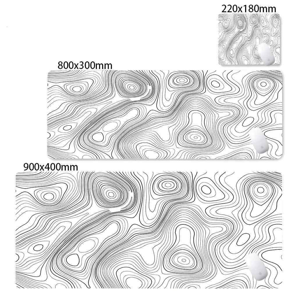 Abstract Black & White Strata Liquid XXL Extended Gaming Desk Mat