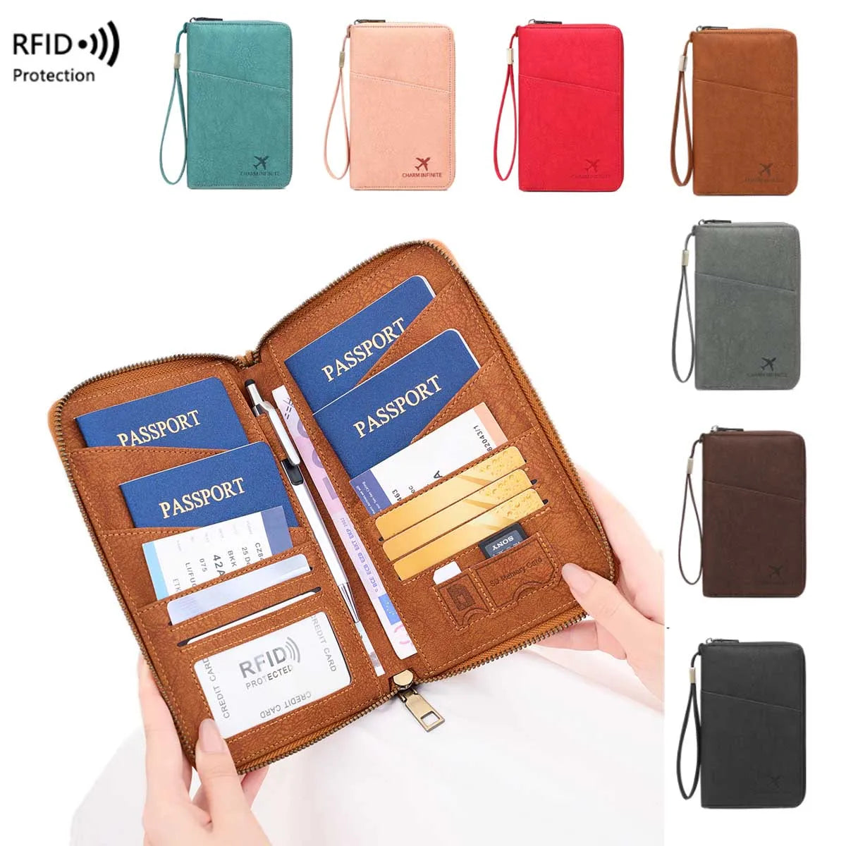 Multi-Functional RFID Blocking Passport & Travel Document Organizer Wallet