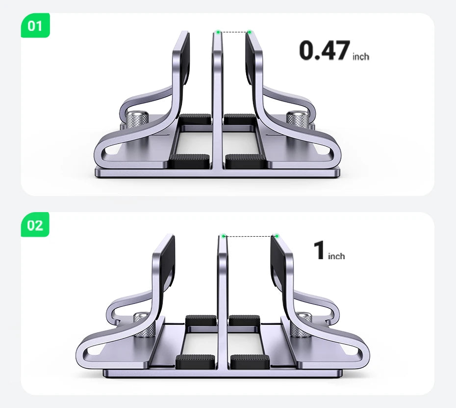 UGREEN Dual Slot Adjustable Vertical Aluminum Laptop Stand Holder