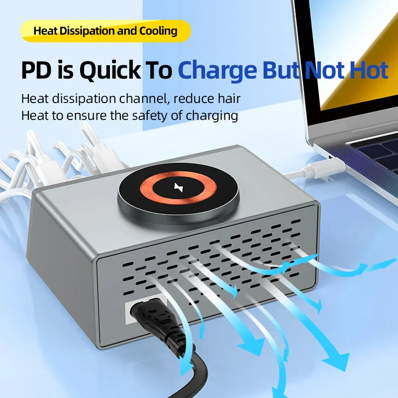 140W 8-Port GaN Fast Charging Station - USB-C & USB-A Desktop Charger