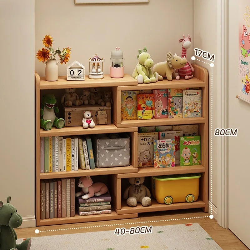 Retractable Corner Wooden Bookshelf & Desktop Storage Rack