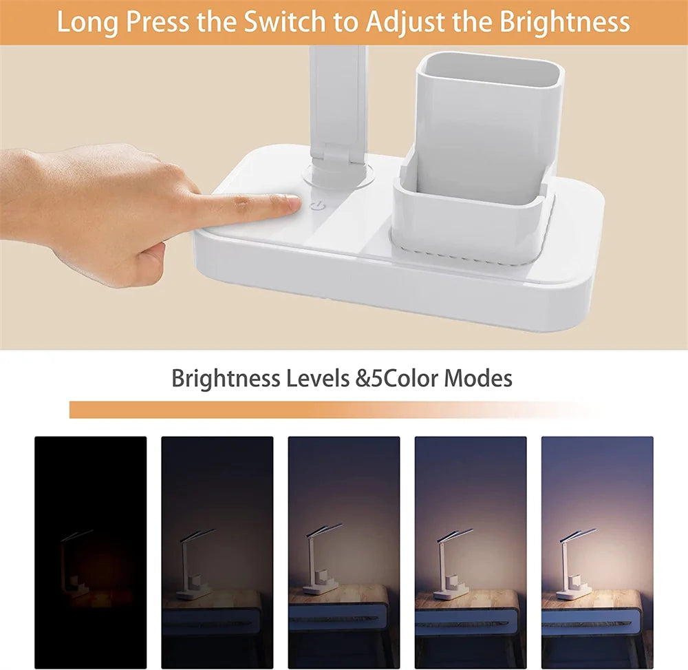 Touch-Dimmable LED Desk Lamp with Clock Calendar & Temperature Display