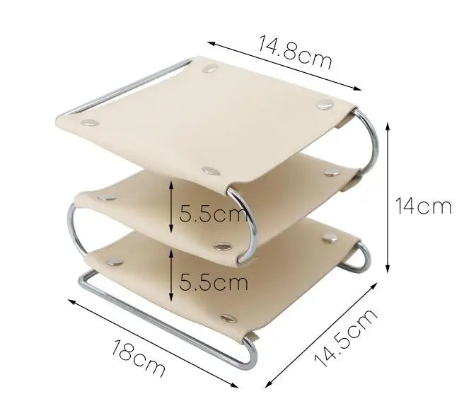 Nordic Iron & Leather Desktop Storage Tray Box Organizer