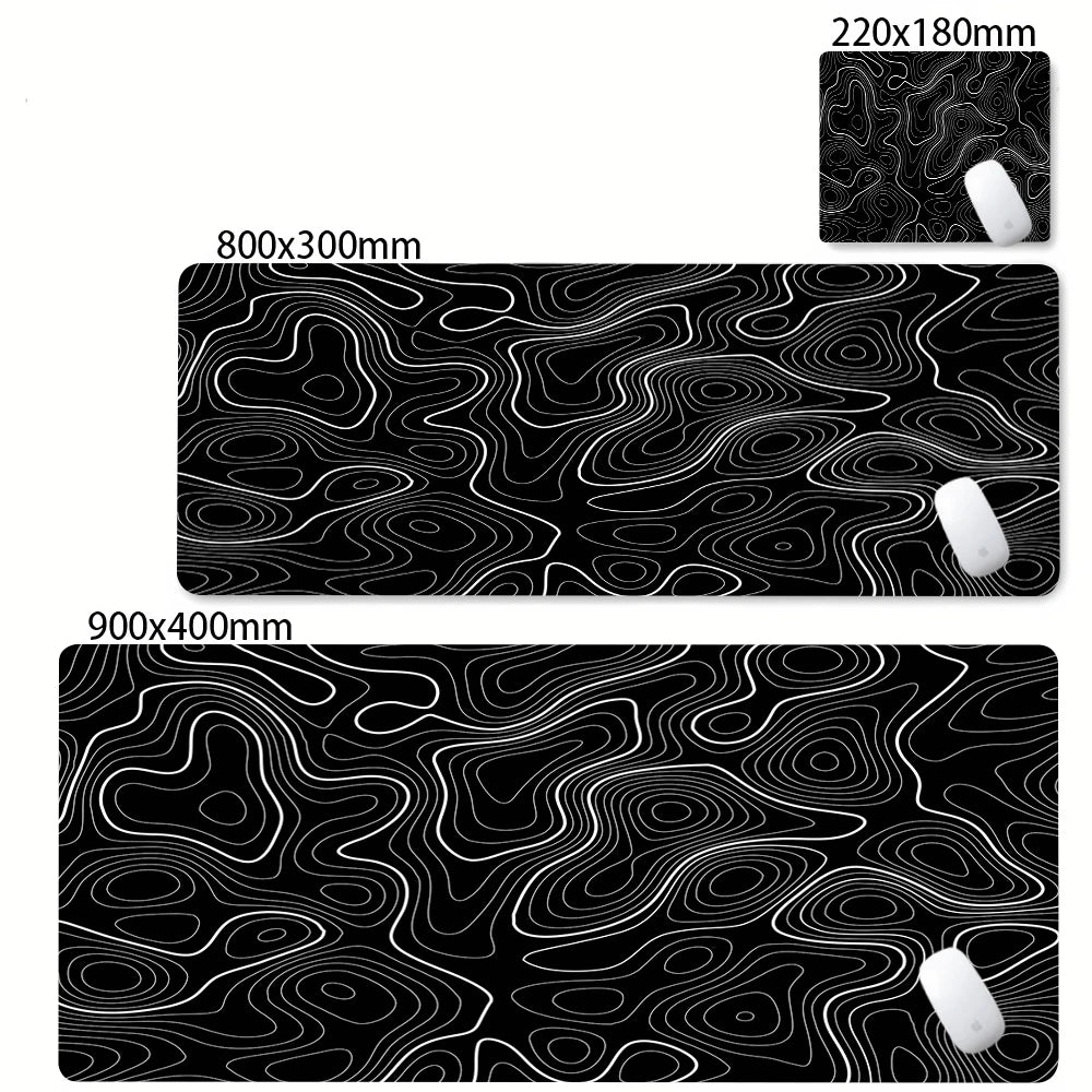 Abstract Black & White Strata Liquid XXL Extended Gaming Desk Mat