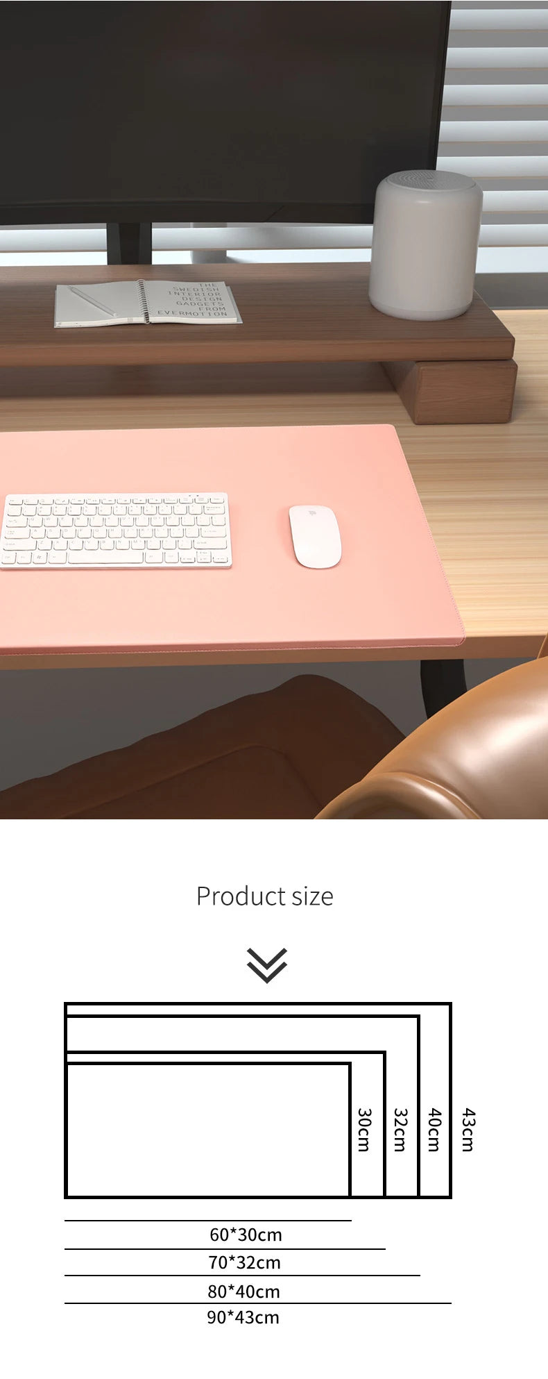 Folding Wrist & Elbow Guard PU Leather Desk Mat Mouse Pad